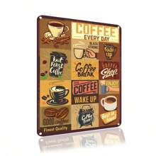 1pc Metal Tin Sign Coffee Retro Sign Aluminum Signs for Kitchen Home Office Bar Cafe Wall Decor 8x12 Inches - Multicolor - View 1