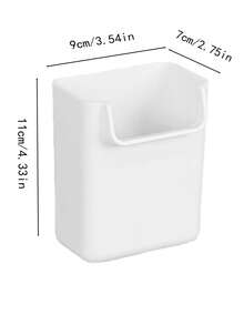 1pc Bathroom Sink Drain Tray Wall Mounted Toothbrush Holder With Drainage Box For Home, No Drill - White - View 2