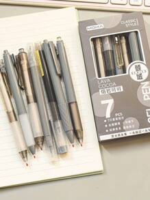 Set Di 7 Penne A Pulsante Con Alta Qualità Cromatica E Inchiostro A Rapida Essiccazione Per Esercizi Giapponesi In Una Scatola