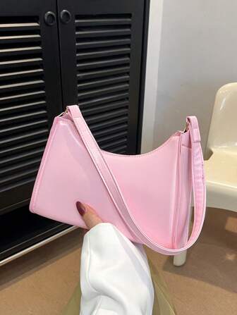 Solid Color Embossed Geometric Triangle Design Shoulder Bag