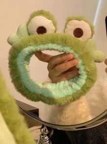 DIYPLUS 2pcs Cute Frog Design Fluffy Hairbands For Girls, Suitable For Daily Wear And Facial Cleansing (Can Be Purchased Separately)
