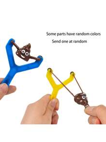 1pc Creative Novelty Poop Shaped Slingshot Toy, Funny Gadget For Prank And Stress Relief, Color Random - Multicolor - View 1