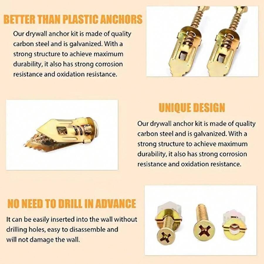 10Pack Drywall SelfDrilling Anchor Screw Kit Drywall Expansion Screws