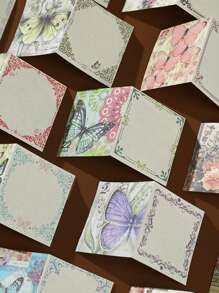 YUXIAN 42入組復古蝴蝶和花卉印花拼貼材料,適用於手帳、日誌等紀念簿製作 - 彩色 - 查看 7