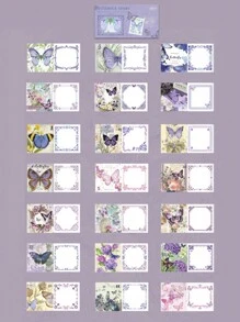 YUXIAN 42入組復古蝴蝶和花卉印花拼貼材料,適用於手帳、日誌等紀念簿製作 - 彩色 - 查看 8