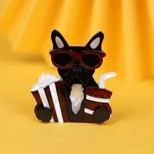 1pc Acrylic Animal Shaped Dog Brooch, Handmade Fashionable Cartoon Pin For Kids' Clothing & Accessories, All Seasons - Multicolor - View 5