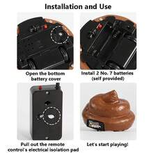 1PC Poop Car Remote Control Plastic Simulation Stool Toy Poop Car With Spinning And Farting Action For Halloween April Fools Day, Family Games And Party Gifts (Without Screwdriver And Batteries) - Brown - View 6