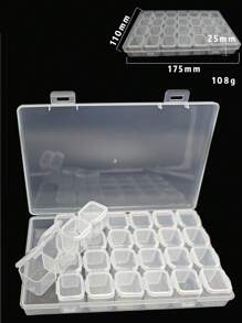可調節的透明塑料珠寶盒,19個隔間適用於珠子,耳環和長方形珠寶 - 無色 - 查看 14