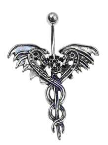 1 件復古不銹鋼槓鈴肚臍環,禮物 - 復古銀色 - 查看 4