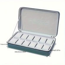 1pc Green Zipper Watch Storage Case, Grey Interior Portable Watch Zipper Pouch, Home Leather Watch Organizer Gifts Women Girls