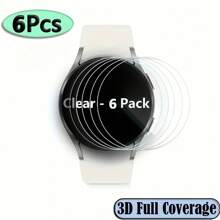 6入組手錶9h鋼化玻璃屏幕保護貼,防刮耐用且無氣泡,適用於三星galaxy Watch6經典版/watch5 Pro/watch4經典版 47mm/43mm、45mm/44mm/40mm、46mm/42mm - 無色 - 查看 2
