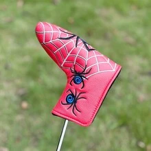 高爾夫推桿套,刀型推桿收納套,刺繡蜘蛛設計推桿保護套 - 紅色 - 查看 2