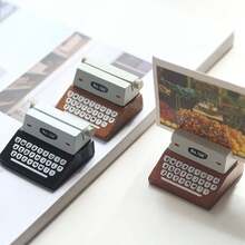 1pc Creative Vintage Wooden Typewriter Style Memo Clip For Home & Office Desk Decor Photo Holder - Black - View 5