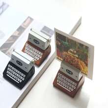 1pc Creative Vintage Wooden Typewriter Style Memo Clip For Home & Office Desk Decor Photo Holder - Black - View 1