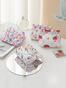 口紅收納袋,便攜自動封閉印花化妝袋,迷你包,鑰匙袋手提包。 - 小藍花 - 查看 3