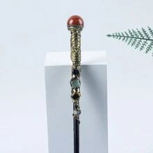 1支天然水晶棒,搭配七色脈輪療癒石,棒適用於角色扮演和情人節禮物,長26cm - 紅碧玉-海底輪 - 查看 4