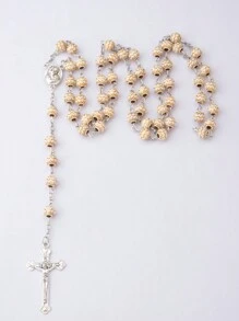 1新款歐美時尚百搭樹脂球珠圖案串珠聖母十字項鍊秋冬毛衣鏈適合感恩節禮物 - 彩色 - 查看 8