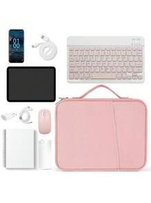 1pc Compatible With IPad Storage Bag Protective Sleeve Tablet Bag 10.8 Inch 12.9 Inch 13 Inch Laptop Liner Bag With Pocket Laptop Bag With Handle Waterproof Multifunctional For Business For Travel For School For College - Pink - View 9