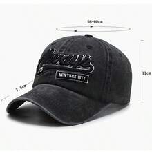 1 件装男士帽子，带 3D 字母刺绣，复古水洗设计，海军蓝，适合户外运动、街头服饰和日常使用 - 藏蓝色 - 查看 5