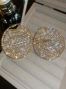 1 đôi Sáng bóng Vàng Tấn Váy rộng & Đồ trang trí Rhinestone Hoa tai Thích hợp Đối với Của phụ nữ Đám cưới Và Các bữa tiệc - Thời trang - Xem 3