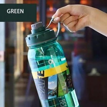 1500ml/2000ml/2500ml 大容量塑膠水瓶,耐高溫運動水壺,附提手,男童,透明 - 藍色 - 查看 3