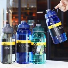 1500ml/2000ml/2500ml 大容量塑膠水瓶,耐高溫運動水壺,附提手,男童,透明 - 藍色 - 查看 5