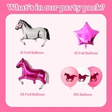 20 件馬氣球,西部牛仔主題派對巨大粉紅色馬乳膠氣球,馬箔氣球,女牛仔鋁箔氣球,馬派對氣球裝飾,適合西部主題生日派對裝飾 - 粉色 - 查看 3