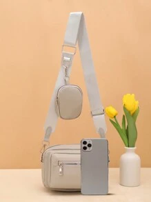 New Women's Bag Simple Casual Two-Piece Shoulder Bag Fashion Crossbody Bag Retro PU Soft Leather Feeling Women's Oblique Shoulder Bag