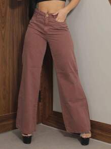 Women Jeans - Coffee Brown - View 1