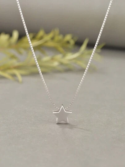 925 Sterling Silver Star Pendant Necklace, Minimalist & Delicate, Fresh & Versatile, Suitable For Casual, Date, Party And More Occasions