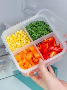 1 Pieza Cajón Para Refrigerador De Cocina Engrosado Con Tapa Y Compartimentos Gran Capacidad Cajón Para Almacenamiento De Verduras Y Frutas, A Prueba De Agua, Con Drenaje - Blanco - Ver 3