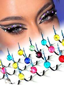 60 Pcs D Bright Diamond Lashes Multicolor Diamond Glitter Fairy Lashes Wedding Lashes Party Lashes DIY Festive Eye Tail Beauty Makeup 10-15mm