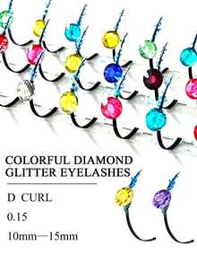 60 Pcs D Bright Diamond Lashes Multicolor Diamond Glitter Fairy Lashes Wedding Lashes Party Lashes DIY Festive Eye Tail Beauty Makeup 10-15mm
