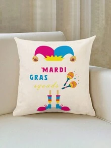 4入組狂歡節圖案亞麻布抱枕套,現代風格沙發靠墊套,45cm*45cm / 17.72in*17.72in方形,柔軟舒適,適合家居裝飾和狂歡派對（不包括抱枕內芯） - 彩色 - 查看 6