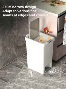 1只 8/10/15/20升大容量踩腳式和壓力式垃圾箱,帶蓋防水垃圾桶家用浴室客廳廚房臥室 - 白色 - 查看 4