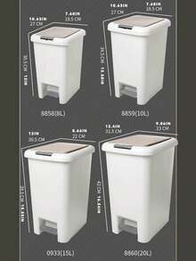 1只 8/10/15/20升大容量踩腳式和壓力式垃圾箱,帶蓋防水垃圾桶家用浴室客廳廚房臥室 - 白色 - 查看 11