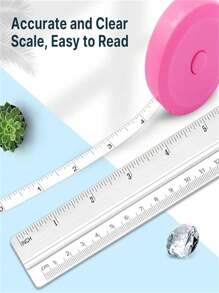 1/2入組可縮式卷尺,152cm柔軟布質卷尺,設有扣鈕,適用於縫紉(多色可選) - 彩色 - 查看 5