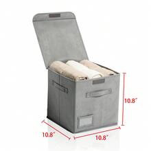 ELONG HOME 1 Pack 27L Storage Boxes With Lids Foldable Storage Cubes Large Cube Storage Box With Lid & 3 Reinforced Handles Fabric Storage Box For Shelves Wardrobe - Grey - View 5