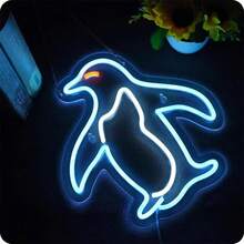 Penguin Neon Sign, Neon Sign For Wall Decor, Usb Led Sign, Penguin Wall Decor For Bar Bar Shop Club Garage Bedroom, Home Art - Blue and White - View 2