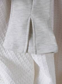 Baby Girls' Letter Printed Sweatshirt With Split Hem Flare Pants Set - Light Grey - View 7