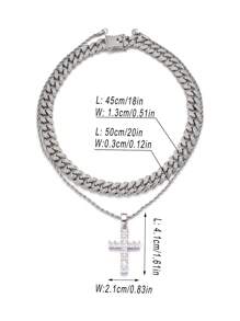 Bộ 2 dây chuyền mặt thánh giá mùa đông phong cách Hip Hop dành cho nam 18mm Miami Chain Link thép không gỉ Bộ trang sức quà tặng - 001+036+015 - Xem 11