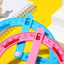 1pc Elementary School Student Learning Stationery 360° Protractor - Pink - View 5