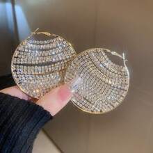1 đôi Sáng bóng Vàng Tấn Váy rộng & Đồ trang trí Rhinestone Hoa tai Thích hợp Đối với Của phụ nữ Đám cưới Và Các bữa tiệc - Thời trang - Xem 10