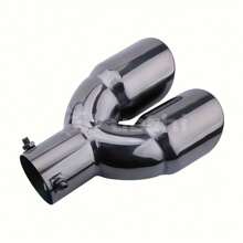 phổ cập Ô tô/xe hơi Phụ kiện Thép không gỉ Đen 2.5 Inch Gấp đôi Mặc ngoại Thẳng Hơi thoát ra Đường ống - màu đen - Xem 3