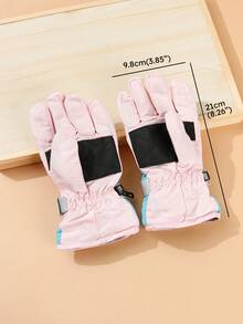 3-8歲兒童冬季暖和防水滑雪手套 - 淺粉色 - 查看 2