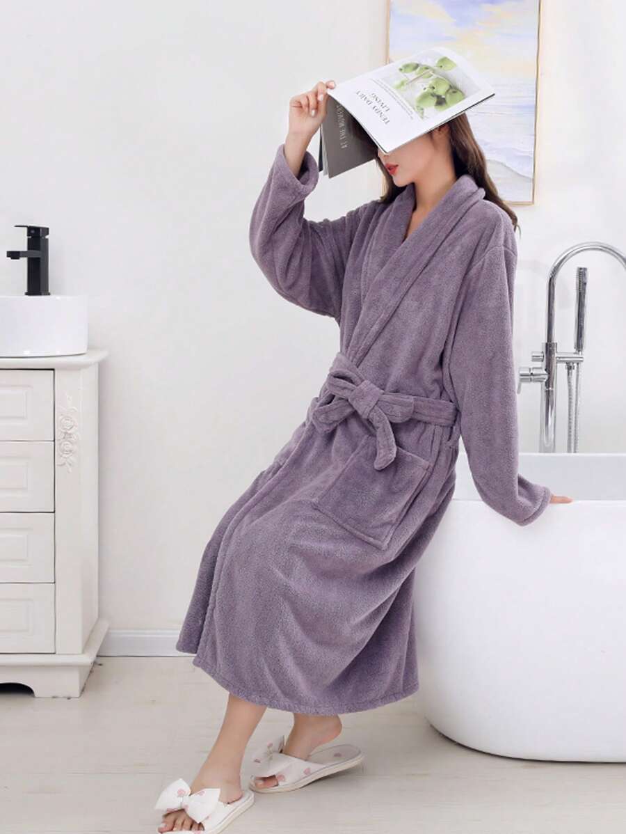 1 pièce Robe de chambre portative pour dames, décor de mariage d'été violet foncé pour la maison et la salle de bain, rentrée scolaire
