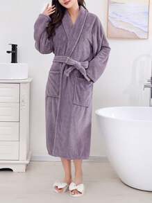 1 pièce Robe de chambre portative pour dames, décor de mariage d'été violet foncé pour la maison et la salle de bain, rentrée scolaire
