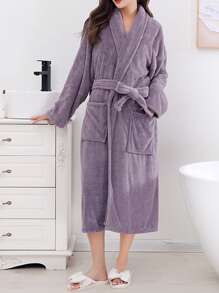 1 pièce Robe de chambre portative pour dames, décor de mariage d'été violet foncé pour la maison et la salle de bain, rentrée scolaire