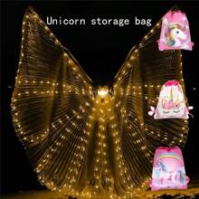 Unicorn LED Cape Luminous Butterfly Wings Yellow Color Nightclub Bar Stage Performance Dress, Cloak With Baton, Batteries Required (3 X AA), Suitable For Adults 59-68in, Children 43-55in. Unicorn Storage Bag, Great Valentine's Day Gift