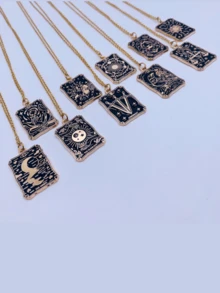 Unique Creative Tarot Card Shaped Oil Drop Pendant Necklace For Festive Decoration, Gift - Pendant Necklace - View 4